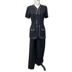 142. St. John Pants Suit Santana Knit Womens 8 Old Money First Lady Jackie O